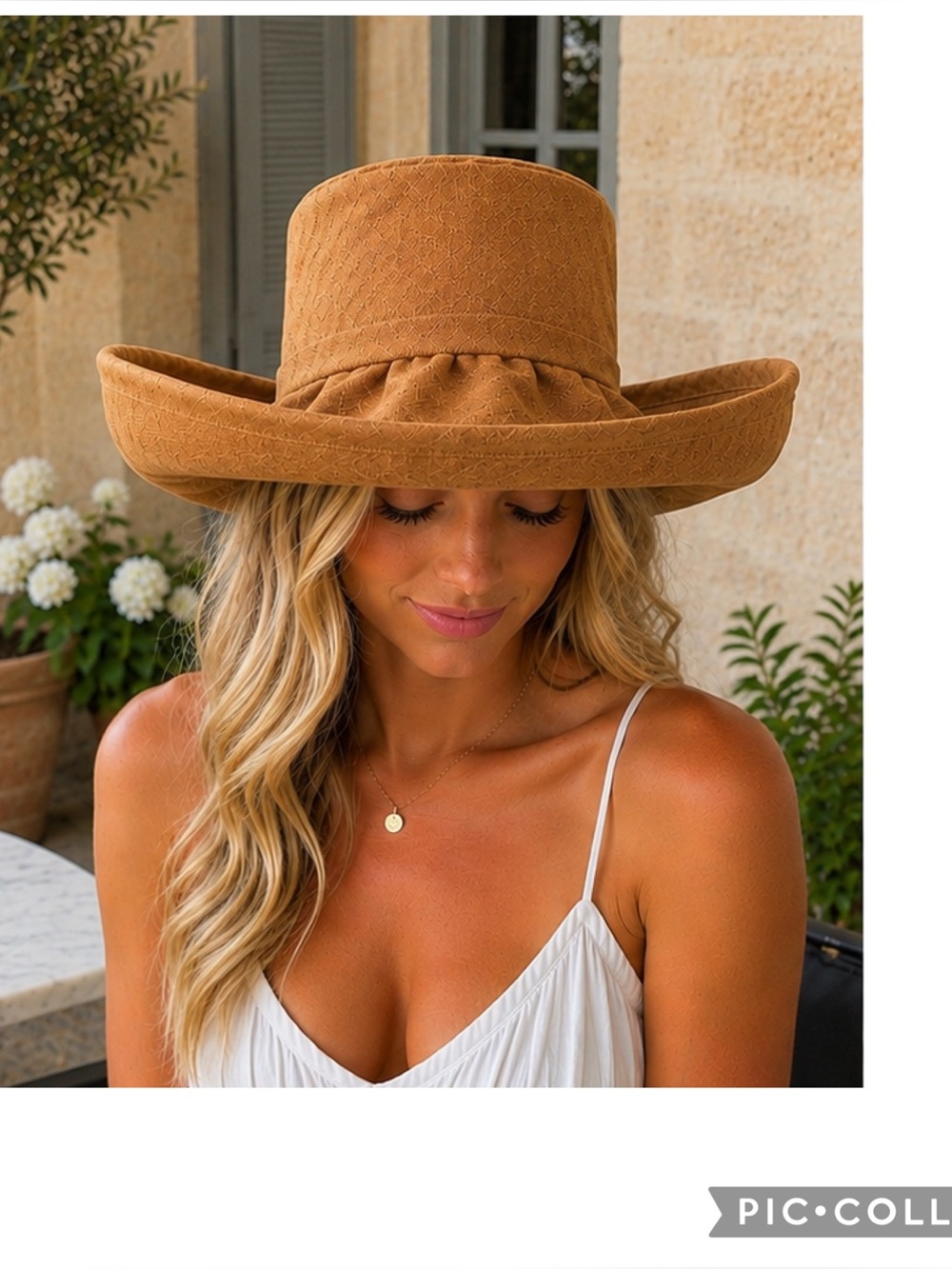 Madagascar Hat Co Handwoven Raffia Pleated Wide Brim Sun Hat Size M